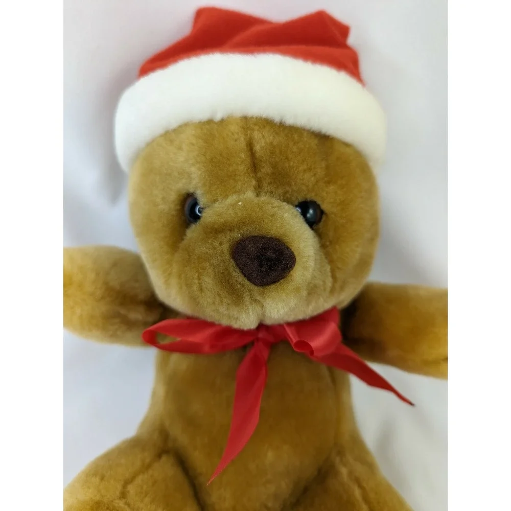 Sasco Brown Bear Plush 9 Inch Santa Hat‎ Stuffed Animal Toy